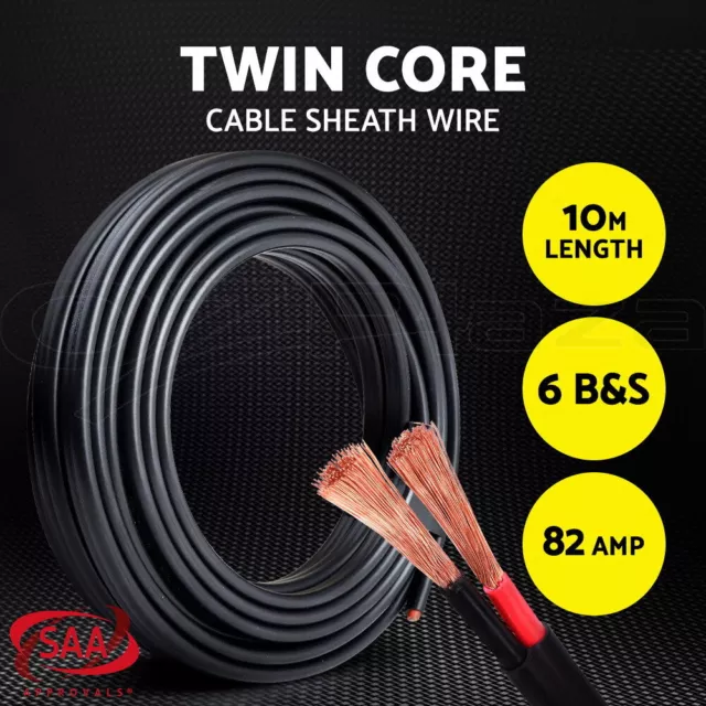 6B&S Twin Core Wire Electrical Cable Electric Extension 10M Car 450V 2 Sheath