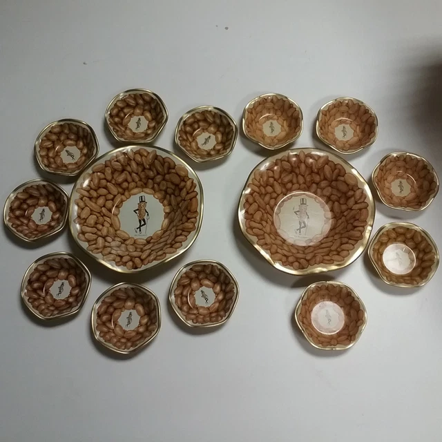 Vintage Mr. Peanut tin bowl sets, 14 pieces