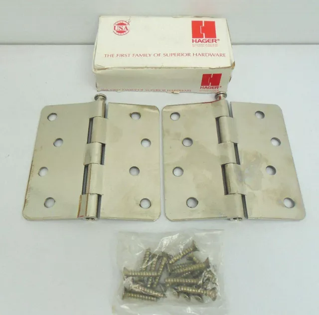 Hager 1741 4" X 4" US 14 Full Mortise Plain Bearing Door Hinge 1 Pair 1642HW