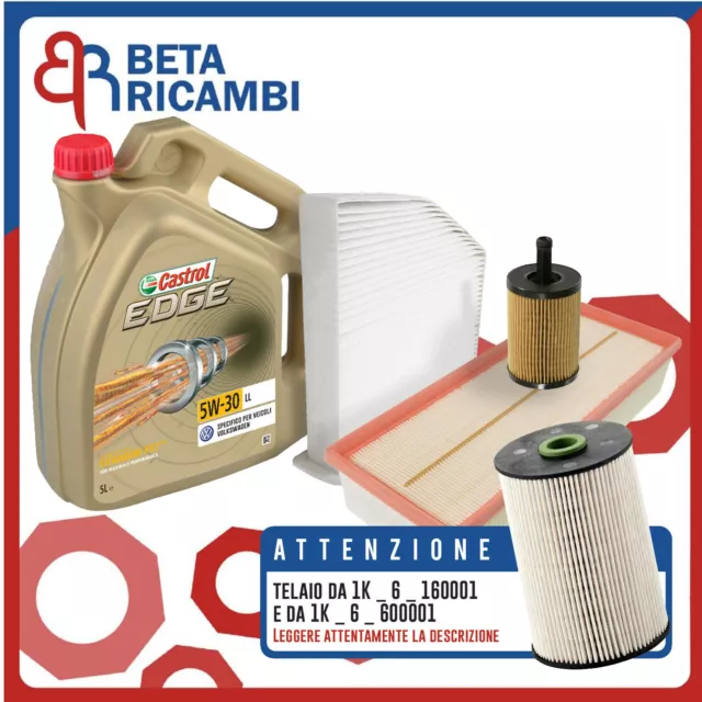 Kit Tagliando Golf 5 1.9 TDi + 5 L Castrol Edge 5W30 LL (IMP. MANN 1K0127400K)