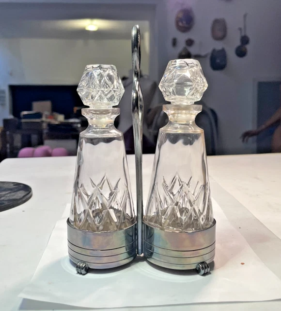 HUILIER VINAIGRIER CRISTAL & METAL Argenté CHRISTOFLE Bouchons Facettes Table D Imgx1200 3863