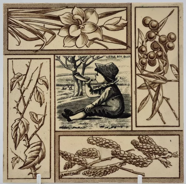 Victorian Aesthetic Movement Nursery Rhyme and Four Seasons Tile AE5
