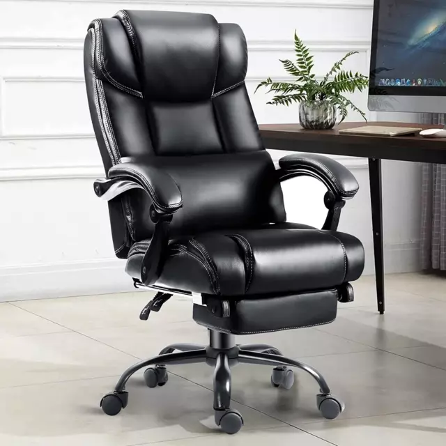 Executive Office Chair with Footrest, Lumbar Support Ergonomic Recliner Computer
