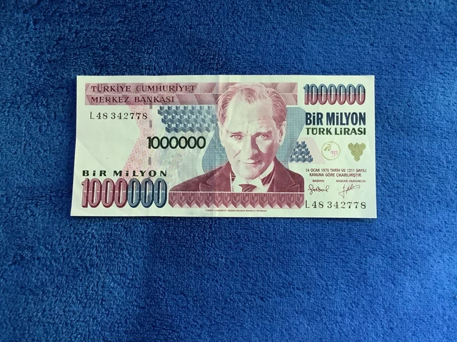 Turkey Million Lira Banknote Turkish Currency Mustafa Kemal Ataturk Memorabilia