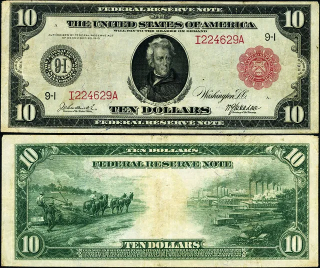 FR. 900 A $10 1914 Federal Reserve Note Minneapolis VF+ - Red Seal