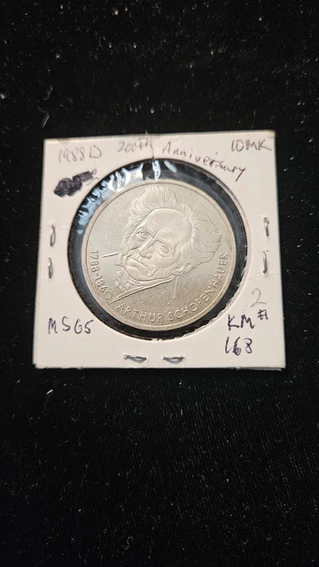🇩🇪Germany-1988-D-10 Mark- LOW MINT- SHARP-Silver Lg Coin