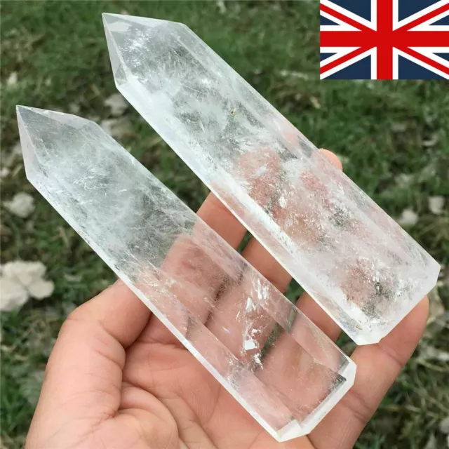 UK Clear Quartz Crystal Point Natural Wand Specimen Reiki Healing Stone 6-7CM