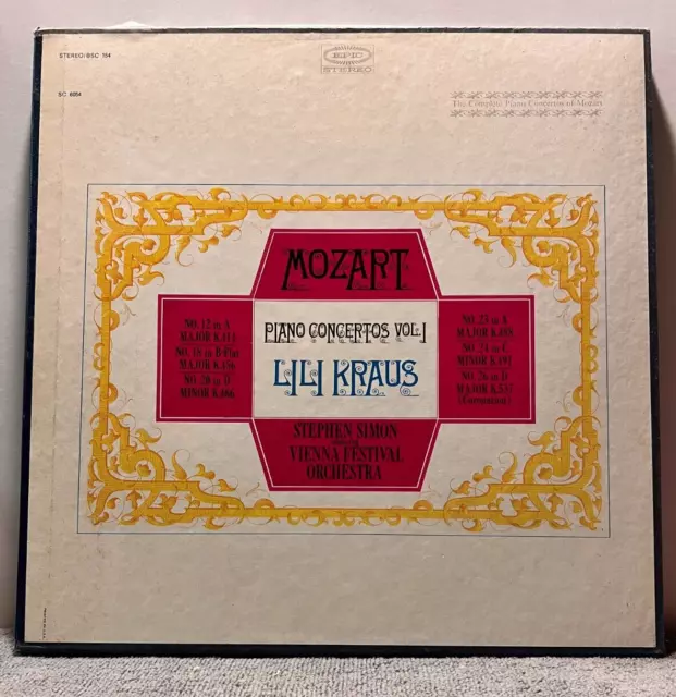 A16 Mozart/ Lili Kraus: Piano Concerto Vol 1, 1966 Epic Records BSC 154 - 3 LPs