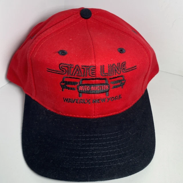 VINTAGE STATE LINE Auto Auction Waverly NY Snapback Hat Cap Embroidered