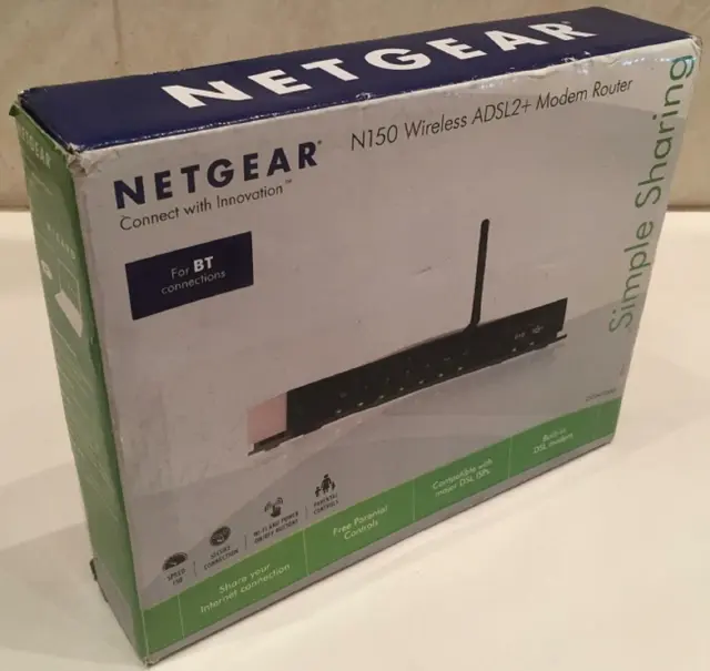 Netgear N150 Wireless Adsl2+ Modem Router - Dgn1000 - Boxed With Psu - Gc - Used