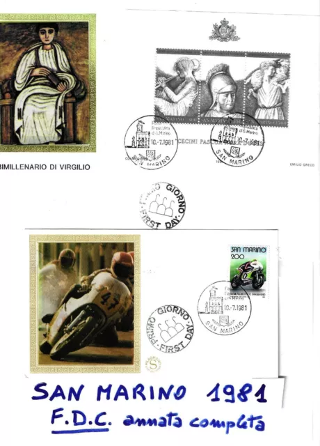 REP. SAN MARINO FDC annata 1981:11 serie su 13 buste "FILAGRANO" First Day Cover