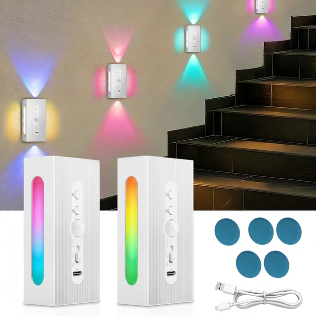 RECHARGEABLE LED SMART RGB Gradient Motion Sensor Ambient Wall Lamp ...