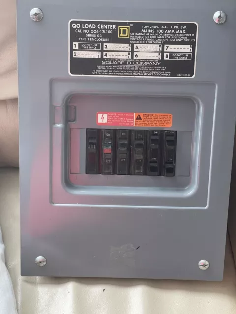 Used Square D QO6-12L100F Series G3 Load Center with Amps