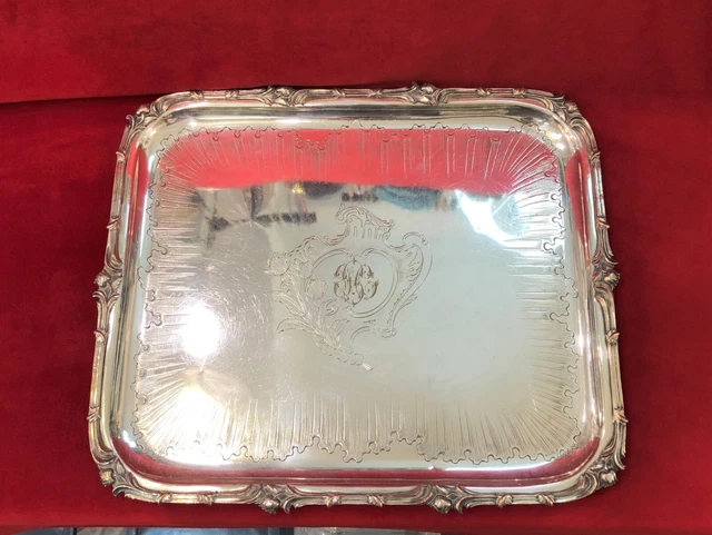 Grand plateau de service CHRISTOFLE métal argenté Modèle TULIPE plat ART NOUVEAU