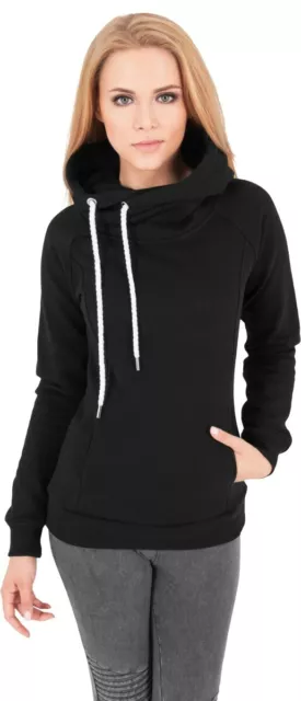 Felpa con cappuccio donna Urban Classics donna raglan collo alto felpa con cappuccio nera