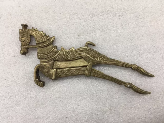 old ornate solid Brass Horse Betel Nut Cutter Nutcracker - 7-1/2” long