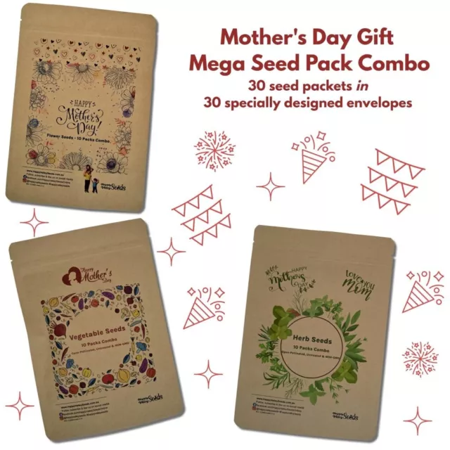 Mother's Day MEGA Seed Pack Combo Vegatable Medicinal Herb Garden Easy Gift