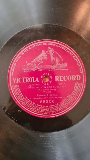 Enrico Caruso, Mamma Mia Che Vo’ Sape? Victrola SS  1909 shellac 12" 78rpm VG+