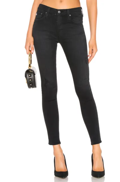 Nwt Ag Farrah 3 Years Black Cafe High-Rise Skinny Ankle Jeans 25