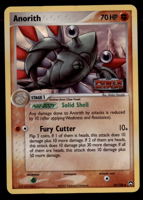 Pokemon Card Anorith (EX Power Keepers) 26/108 EXCELLENT Stamped Reverse Holo!!!