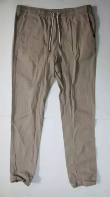 Piping Hot, Men's Beige Cotton Blend Pants; Size L. With Drawstring.