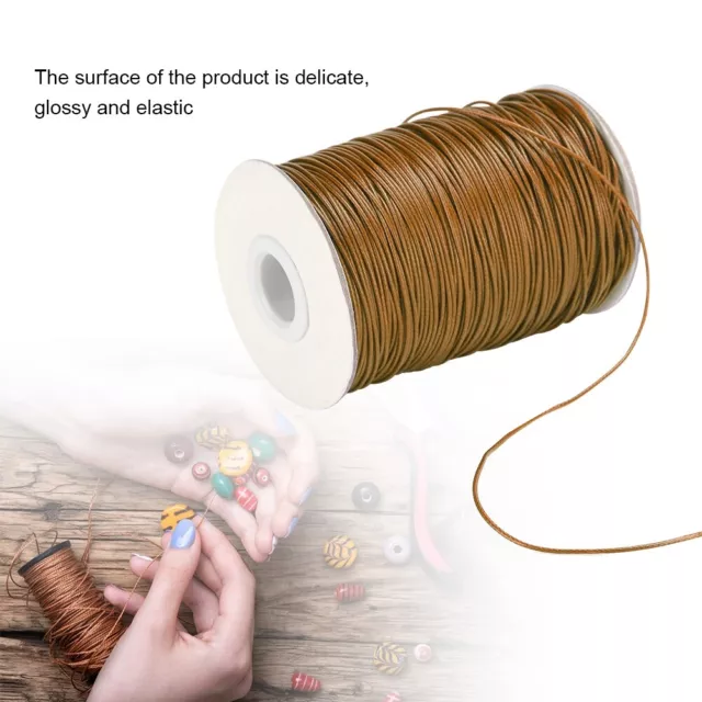 (8brown)Craft Hand-Woven 160m Waxed Cotton Cord Nylon Bracelet String For