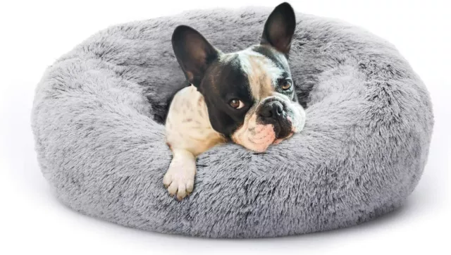 Pet Calming 25 inch Donut Bed Small Medium Pets Anti Anxiety