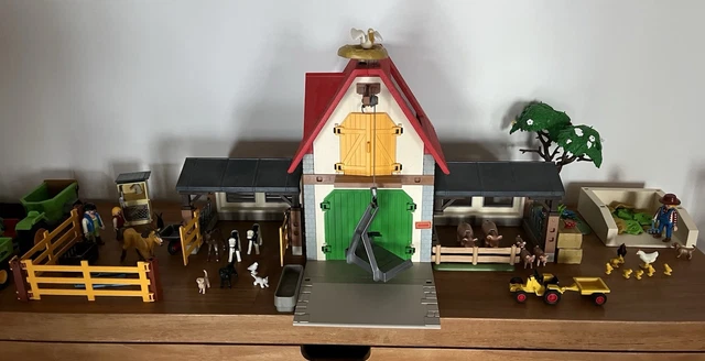 Lot Playmobil Ferme Et Zoo - Tracteur, Animaux, Bâtiments 3243, 4143, 5122