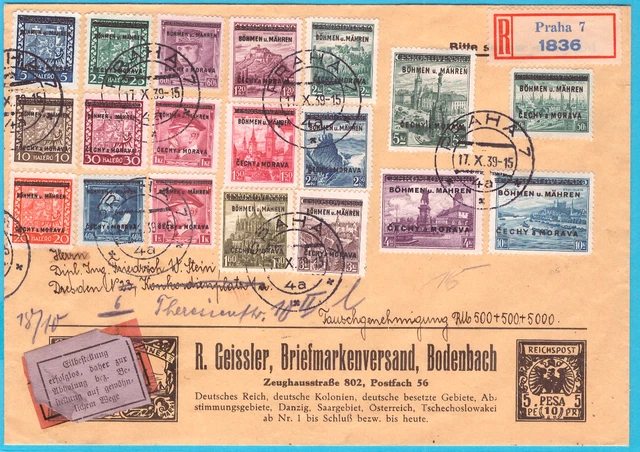 Böhmen u. Mähren Mi Nr 1 /19 auf Brief per Eilbestellung Top Selten