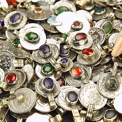 20 real Jeweled COINS Tribal Belly Dance Kuchi - MIXED Colors (( polished ))