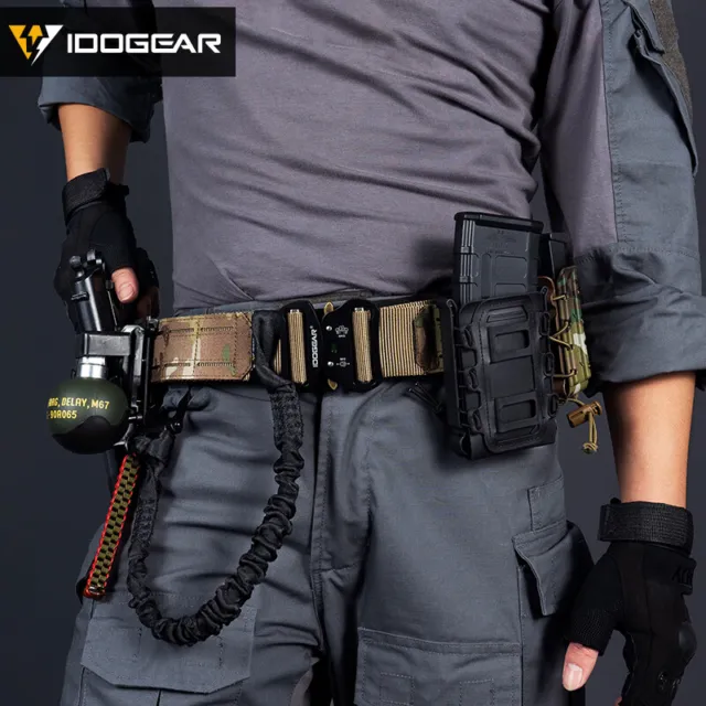 IDOGEAR 2'' Tactical Belt Quick Release Metal Buckle Laser MOLLE Mens Belts Camo 3