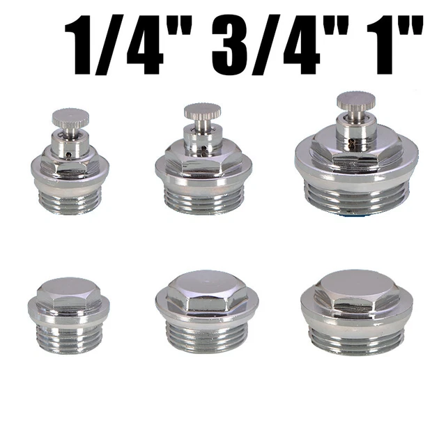 1/4" 3/4" 1" Air Vent Radiator Bleed Valve & Blanking Plug Connection Radiator