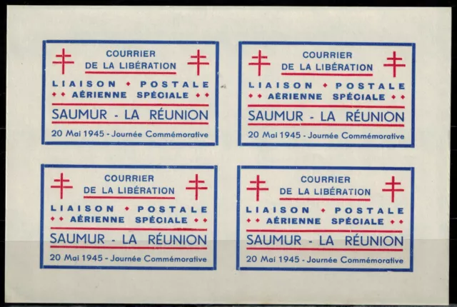 FRANCE LIBÉRATION SAUMUR Liaison Aérienne SAUMUR LA RÉUNION N° 1 NEUF** FEUILLE