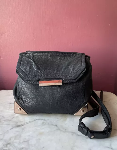 Authentic Alexander Wang Marion Bag Black Leather Crossbody With Rose Gold