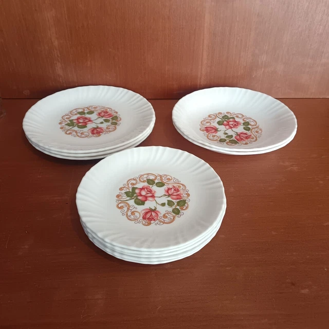 6 Assiettes Dessert Arcopal Roses Roses Décor Fleurs ... - eBay