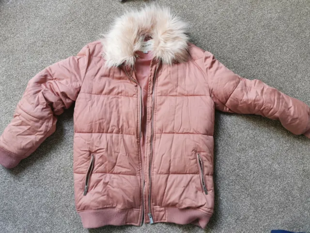Girls Pink River Island Coat Winter Jacket Age 9-10 Years
