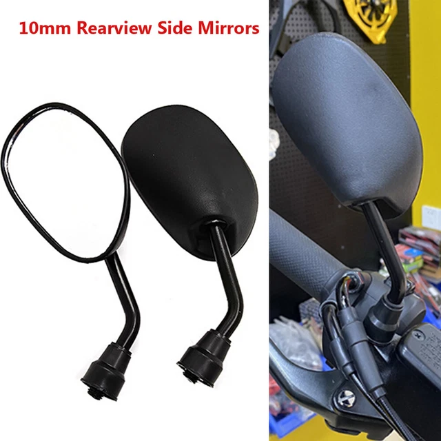 1 Pair 10mm Black Rearview Side Mirrors For Universal Motorcycle ATV Bike Parts