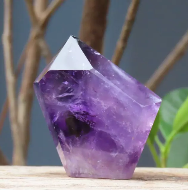 A Grade Purple Polished 55 Grams Amethyst Crystal Generator Point 50mm Tall 3