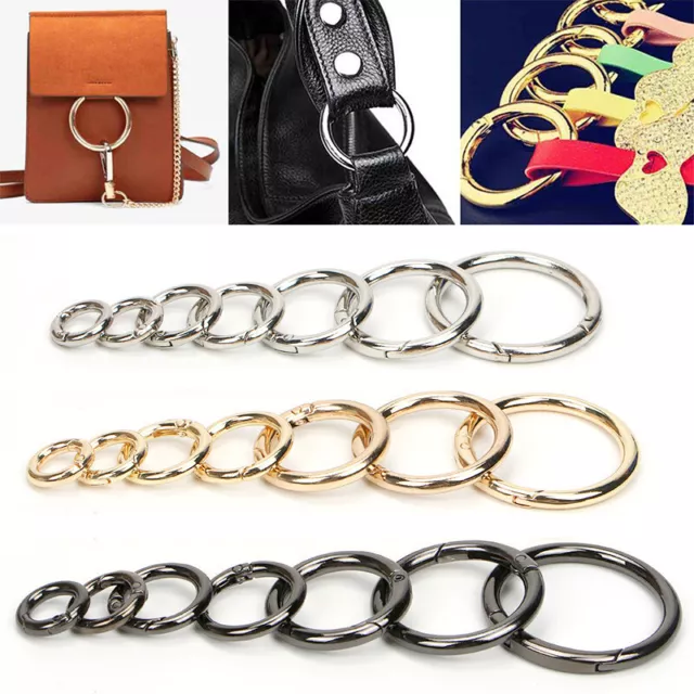 5Pcs Round Ring Circle Spring Snap For DIY Keyring Hook Bag Buckle Handbag Purse