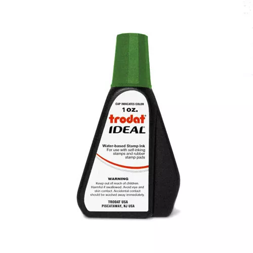 Green Self-inking Stamp Ink, Trodat 1 Oz Drip Spout Bottle