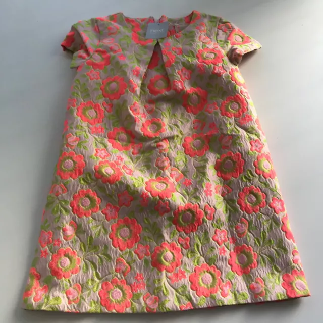 NEXT DRESS Girls Age 5 Years Brocade Pink Ice Floral NEW BNWT Party wedding