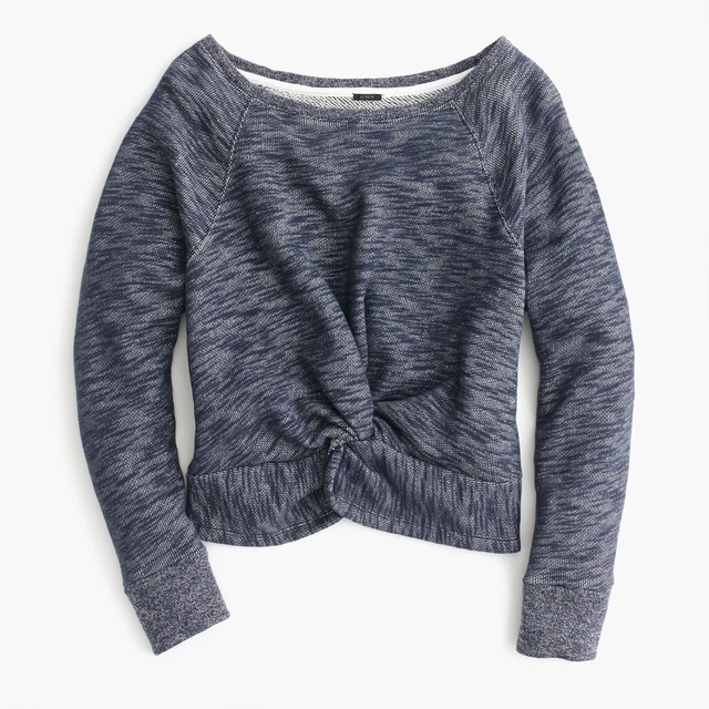 J Crew Twist Front Sweatshirt  Womens Size S/M Gray Pullover Knit Sweater