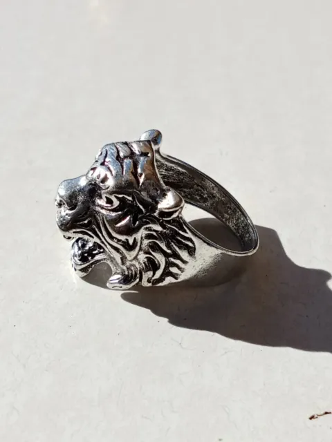 Extremely Ancient Old Viking Silver Color Lion Ring Very Rare Artifact Authentic
