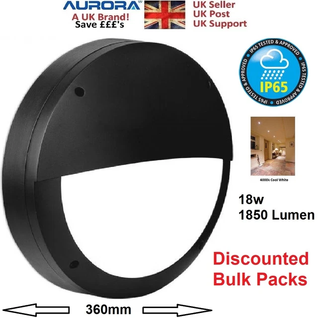 OUTDOOR LED WALL Light Eyelid Bulkhead IP65 Black 18w 4000k Cool White