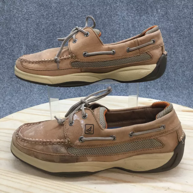 Sperry Top Sider Boat Shoes Mens 10.5 Wide Lanyard Brown Leather Lace Up 0777924 2