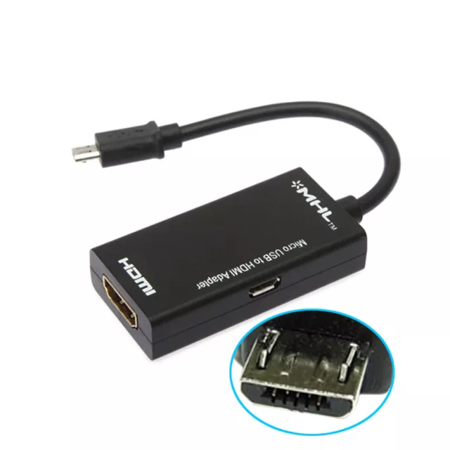 P08 USB micro B MHL auf HDMI Kabeladapter Smartphone Tablet PC an TV Beamer 17cm