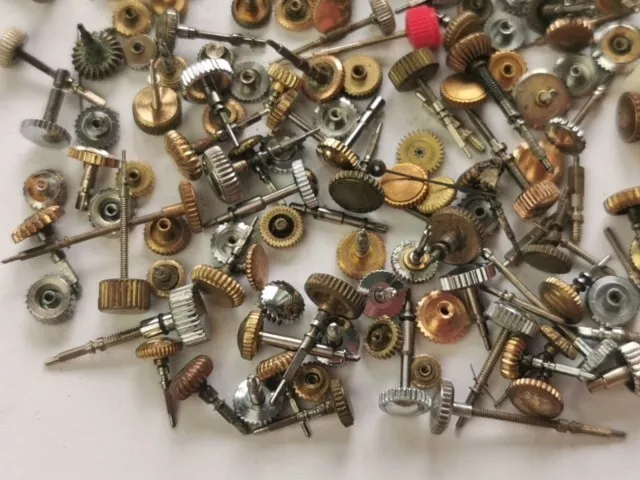 Job Lot of Vintage Watch Crowns + Stems, Various Sizes, Watchmaker Parts 3