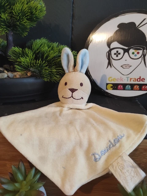 Doudou Cheval Lapin Bengy Beige Jaune Bleu Mouchoir Plat #geektradedoudou