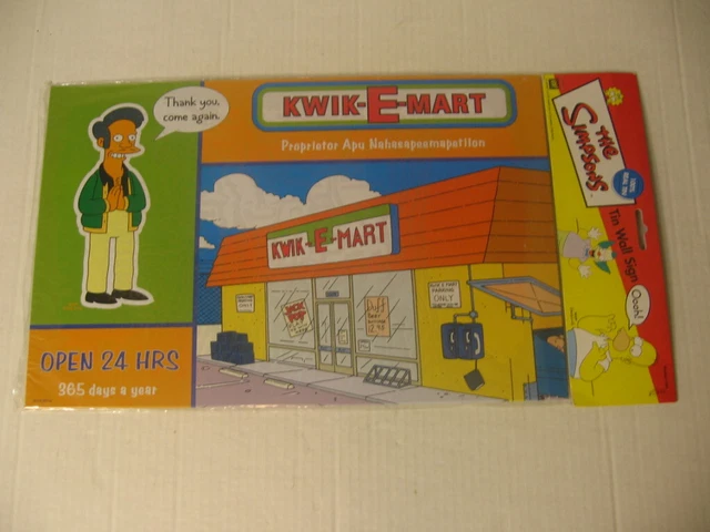 vintage 2001 The Simpsons tin wall sign  KWIK E MART w/ Apu  / new