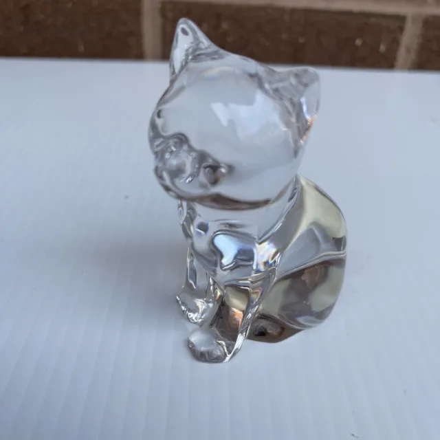 Vintage Princess House Pets 24% Lead Crystal Glass Sitting Cat Kitten Figurine